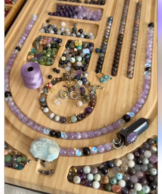 Fair-iat Lavender Amethyst + Mystic Moonstone Focal + Obsidian Point  - Knotted Lariat Necklace