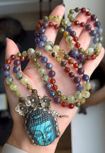 Load image into Gallery viewer, Universal Peace - 108 Faceted Gemstone Mala Necklace - Tibetan Style Labradorite Buddha Carving