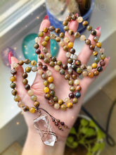 Load image into Gallery viewer, Beacon of Light - Golden Pietersite + Golden Rutile Quartz - Clear Quartz Point - 108 Mala Bead Necklace