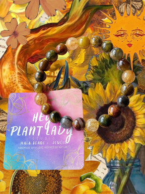 Beacon of Light - Golden Pietersite + Golden Rutile Quartz - 8mm Mala Bracelet