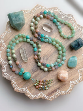 Visionary Vibrations - 108 Mala Bead Necklace - Amazonite Guru