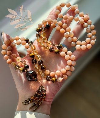 Daughters of the Sun - 108 Mala Bead Necklace - Smoky Quartz Guru