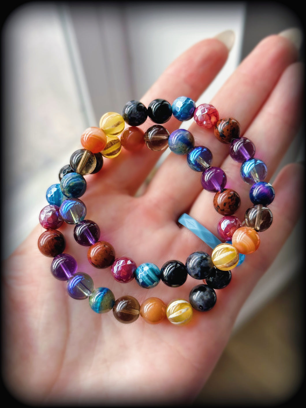 RESERVED -Embracing the Shadow - Gemstone Mala Bracelet