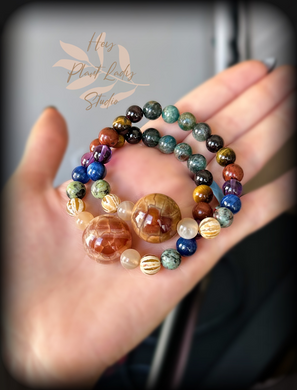 1RESERVED - Winds of Autumn - Agate Focal - 8mm Gemstone Mala Bracelet