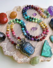 Load image into Gallery viewer, RESERVED Energy Shift - 108 Rainbow Gemstone Mala Necklace - Tibetan Style Labradorite Buddha Carving