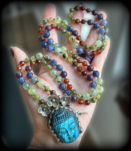 Load image into Gallery viewer, Universal Peace - 108 Faceted Gemstone Mala Necklace - Tibetan Style Labradorite Buddha Carving