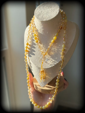 Encircled in Joy  - Quartz Focal - 8mm: Yellow Opal, Mystic Citrine, Honey Citrine - 108 Mala Necklace