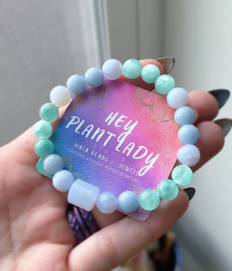 RESERVED - Ethereal Energy - Blue Chalcedony Focal Gemstone Bracelet