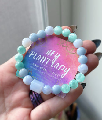 RESERVE - Ethereal Energy - Blue Chalcedony Focal Gemstone Bracelet