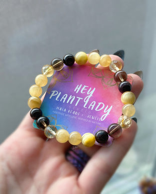 Confidence + Passion - Garnet, Smoky Quartz, Citrine, Tigers Eye, Honey Calcite Gemstone Bracelet