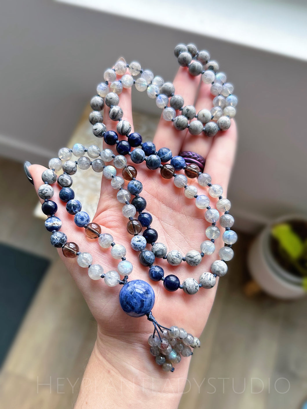 Nature of Truth - 108 Gemstone Meditation Beads - Sodalite Focal
