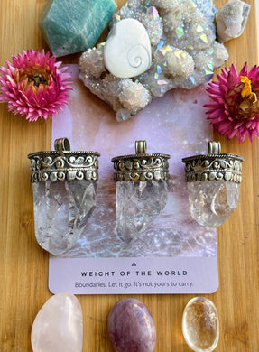 You Pick - Rainbow Inclusion - Fire and Ice Quartz Point - White Brass