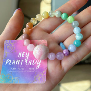 Vibrating Love - Pink Opal + Rainbow Stretch Mala Bracelet