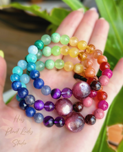 Load image into Gallery viewer, Gem Lepidolite Rainbow Stretch Mala Bracelet