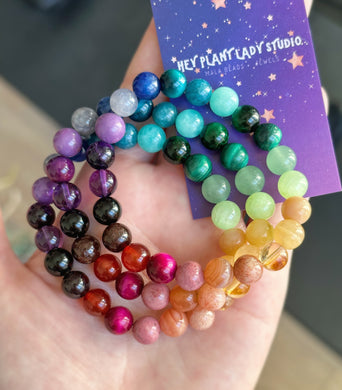 Kaleidoscope - Rainbow Gemstone Stretch Mala Bracelet