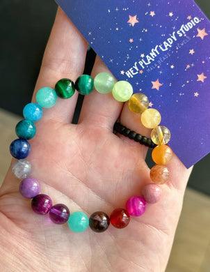 RESERVED Kaleidoscope - Rainbow Gemstone Stretch Mala Bracelet