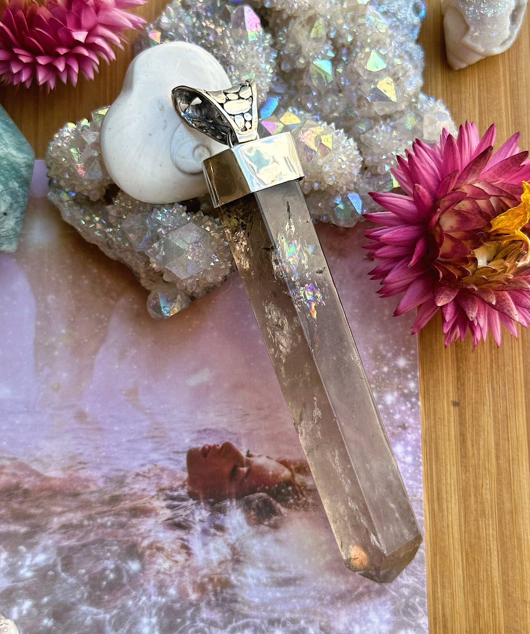 4” Rainbow Smoky Quartz Point - Sterling Silver