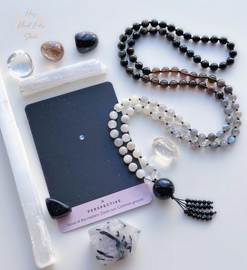 PRE-ORDER - It’s Only a Phase - 108 Gemstone Mala Necklace - Onyx + Black Spinel