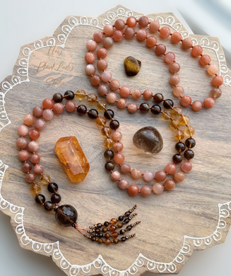 Daughters of the Sun - 108 Mala Bead Necklace - Smoky Quartz Guru