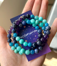 Load image into Gallery viewer, Ocean of Love - Turquoise, Amazonite, Apatite, Blue Rutilated Quartz, Sodalite, Amethyst - Gemstone Stretch Mala Bracelet