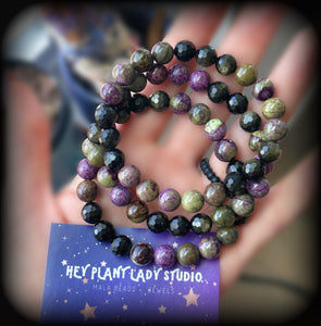 Kundalini Awakening - Atlantisite + Gold Sheen Obsidian Stretch Mala Bracelet