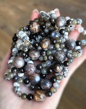 Load image into Gallery viewer, It’s Only a Phase - Black Moonstone Focal - 8mm Gemstone Mala Bracelet