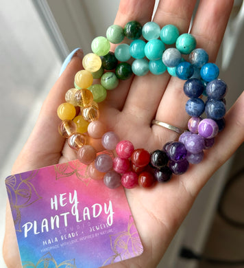 Kaleidoscope - Rainbow Gemstone Stretch Mala Bracelet