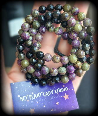 Kundalini Awakening - Atlantisite + Gold Sheen Obsidian Stretch Mala Bracelet