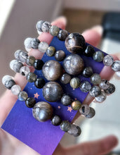 Load image into Gallery viewer, It’s Only a Phase - Black Moonstone Focal - 8mm Gemstone Mala Bracelet