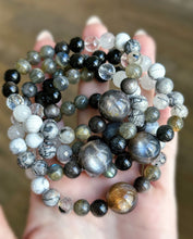 Load image into Gallery viewer, It’s Only a Phase - Black Moonstone Focal - 8mm Gemstone Mala Bracelet