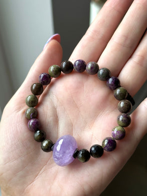 Kundalini Rising - Amethyst + Atlantisite + Gold Sheen Obsidian Stretch Mala Bracelet