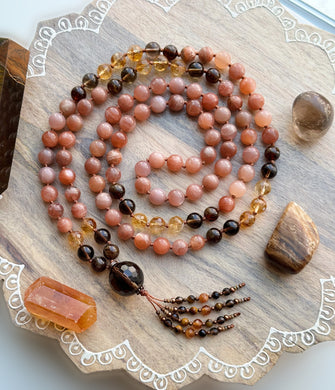 Daughters of the Sun - 108 Mala Bead Necklace - Smoky Quartz Guru