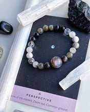 Load image into Gallery viewer, It’s Only a Phase - Black Moonstone Focal - 8mm Gemstone Mala Bracelet