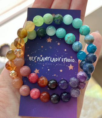 Kaleidoscope - Rainbow Gemstone Stretch Mala Bracelet
