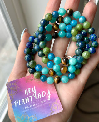 Trust Your Inner Voice - Chrysocolla, Tigers Eye, Amazonite, Apatite, Canadian Jade - Gemstone Stretch Mala Bracelet