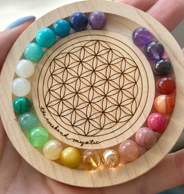 RESERVED - Rainbow Gemstone Stretch Mala Bracelet