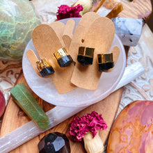 Load image into Gallery viewer, Black Tourmaline Studs - 24k Gold Plated Cap