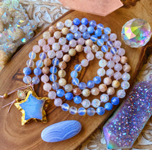 Load image into Gallery viewer, Fairy Portal Mala Necklace  - Opalite + Aura Rose Quartz + Mystic Sunstone