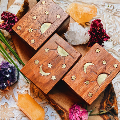 Starry Skies Wish Box - Brass + Wood