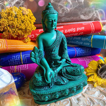 Load image into Gallery viewer, 6&quot; Medicine Buddha Statue - Green Resin - Peace + Health + Healing