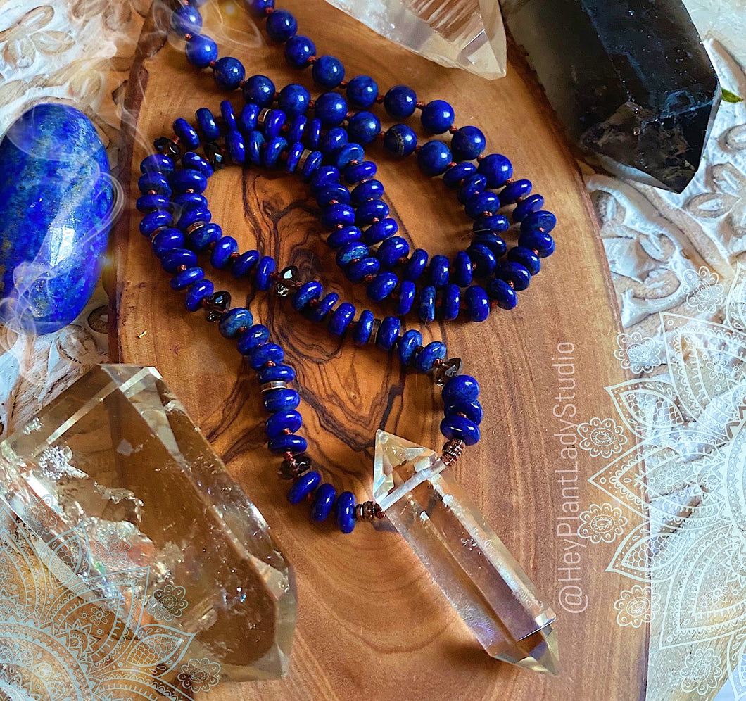 RESERVED- Pre-Order-All Rondelle- Abundance Amplifier - 108 Lapis Lazuli + Citrine Mala Necklace