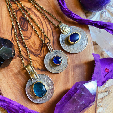 Blues - Kuchi Coin Charm Necklace + 18