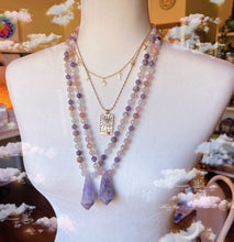 Load image into Gallery viewer, Peaceful Goddess Mid Mala - Lepidolite + Rainbow Moonstone + Pink Zebra Jasper - 72 Beads
