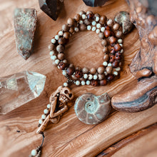 Load image into Gallery viewer, Bone Collector - 108 - Sandalwood + Bone + Brass + Wood Skull Mala