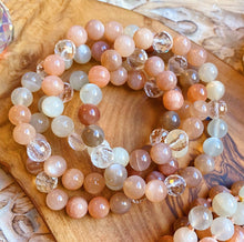 Load image into Gallery viewer, Amplified Intuition Mala Bracelet - Mixed Moonstone + Clear Quartz