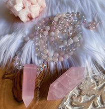 Load image into Gallery viewer, Fairy Dust Mala - Rose Quartz + Mystic Rose Quartz + Aura Quartz