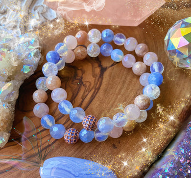 Fairy Portal Bracelet - Opalite + Aura Rose Quartz + Mystic Sunstone