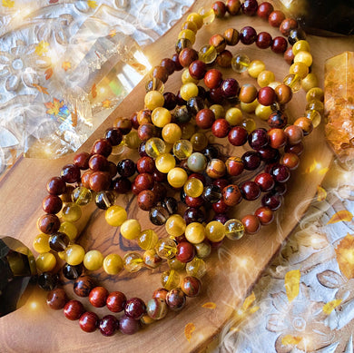 Falling Leaves Bracelet - Red Sandalwood + Golden Tigers Eye + Citrine