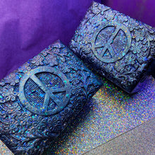 Load image into Gallery viewer, Mermaid Treasures - Glitter Peace Sign Wooden Jewelry Box