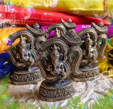 Mini Ganesha + Om Metal Statue - Remover of Obstacles